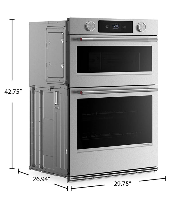 KitchenAid 30\" Smart Electric Combo Wall Oven - PrintShield Stainless - KOEC730SPS