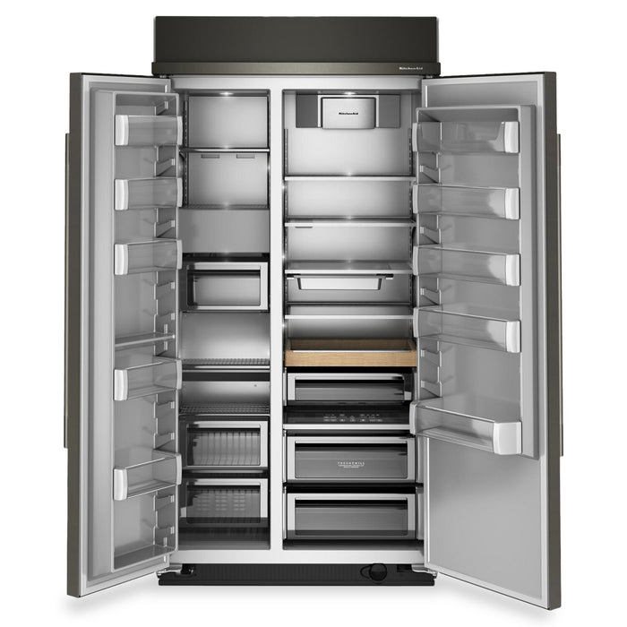 Kitchenaid 42\" 25.5 Cu. Ft. Built-In Side-by-Side Refrigerator – Black Ore - KBSN742SBE