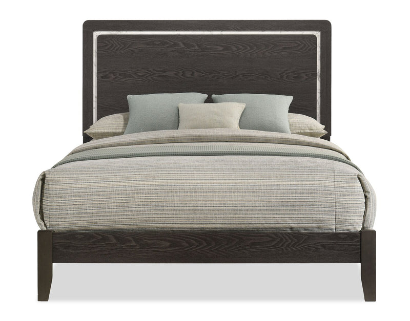 Sable Panel Bed with Headboard & Frame, Dark Grey - Full Size