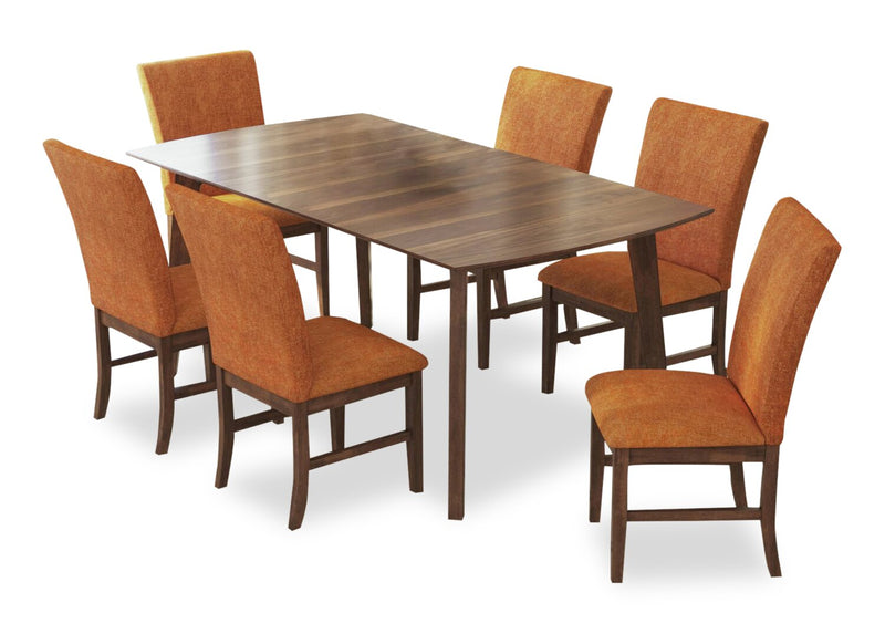 Rain 7-Piece Rectangle Dining Set - Orange