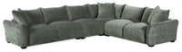 Reflect 4-Piece Chenille Fabric Sectional with Reversible Back Cushions and Wood Legs - Green 