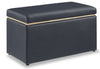 Edmonton Rectangular Faux Leather Storage Ottoman - Navy