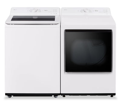 LG 5.8 Cu. Ft. Smart Top-Load Washer with EasyUnload™ and 7.3 Cu. Ft. Electric Dryer with AI Sensing  | Laveuse intelligente à chargement par le haut LG 5,8 pi³ avec EasyUnload et sécheuse électrique LG 7,3 pi³ avec détection IA  | LGTL820W