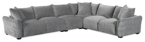 Reflect 4-Piece Chenille Fabric Sectional with Reversible Back Cushions and Wood Legs - Grey