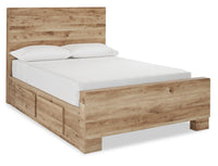 Derekson Storage Bed with 2 Built-In Side Drawers, Natural - King Size 