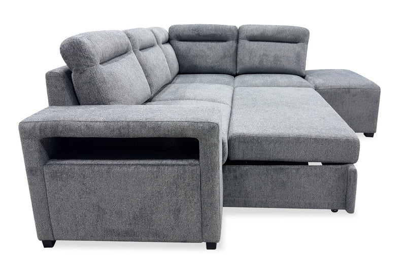 Coast 3-Piece Right-Facing Fabric Sleeper Sectional with Storage and Ottoman - Smoke