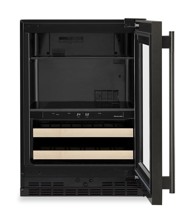 KitchenAid 24\" Beverage Centre with Wood-Front Racks – Black Ore - KUBR524SBE