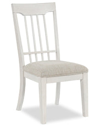 Quill Dining Chair with Polyester Fabric, Spindle-Back - Antique White & Brown 