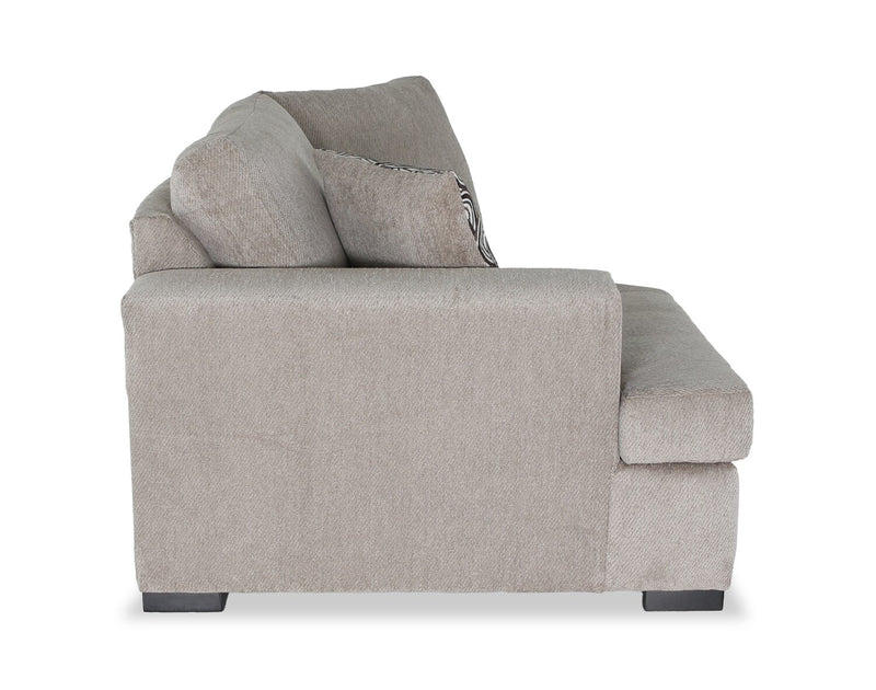 Made in Canada Legend 2-Piece Left-Facing Chenille Fabric Cuddler Sleeper Sectional - Platinum Beige