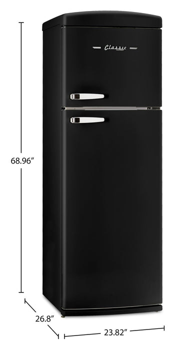 Unique Classic Retro 24\" 11 Cu Ft. Top Freezer Refrigerator – Matte Black - UNQ-310L MB TM