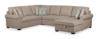 Haven 4-Piece Chenille Right-Facing Sleeper Sectional - Taupe 