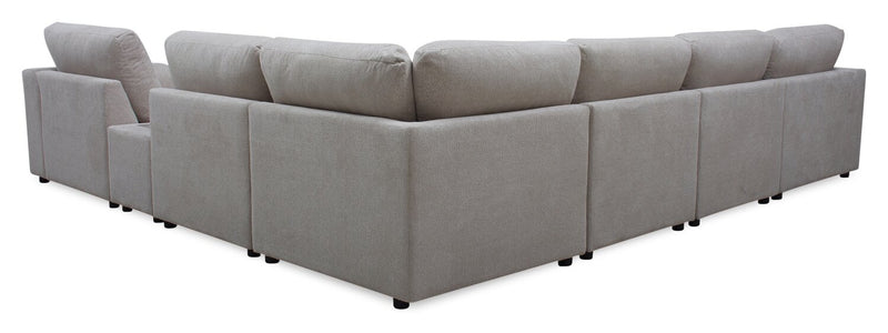 Voyage Modular 7-Piece Left-Facing Fabric Sectional with Console and Removable Back Cushions – Taupe