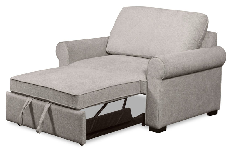 Scott Living Haven 55\" Chenille Fabric Sleeper Chair with Wood Legs - Grey