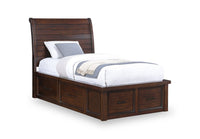 Sonoma Platform Two-Sided Storage Bed with Headboard & Frame, Mango Brown - Twin Size 