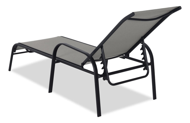 Tuscany Outdoor Patio Lounger with Adjustable Backrest - Metal, UV & Weather Resistant - Beige/Black