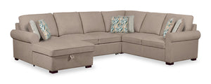 Haven 4-Piece Chenille Left-Facing Sleeper Sectional - Taupe