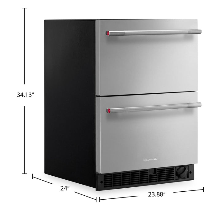 KitchenAid 24\" 5.7 Cu. Ft. Undercounter Double-Drawer Refrigerator/Freezer – Stainless Steel - KUCT524SSB