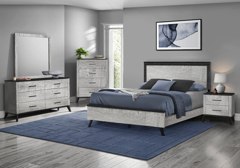 Blake Bedroom 6-Drawer Dresser, 60\"W x 32\"H - Grey & Black