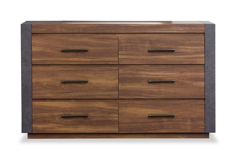 Scott Living Dante 6pc Bedroom Set with Bed, Dresser, Mirror & Nightstand, Brown - Queen Size