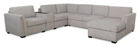Vault 6-Piece Right-Facing Sectional with Sofa Bed Loveseat, Three Storage Chairs and Storage Chaise - Grey 