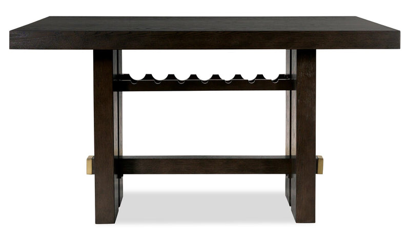 Metro Counter Height 5pc Dining Set with Table & 4 Chairs, Built-in Wine Rack, 66\"W - Brown/Beige