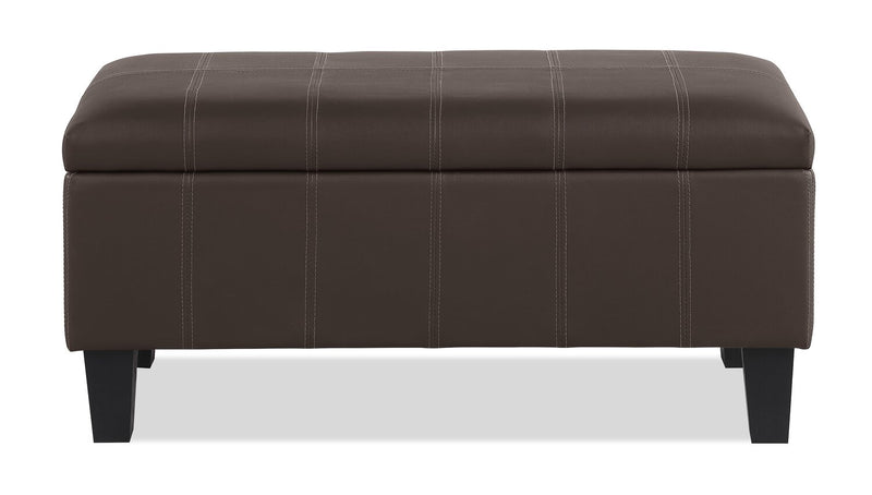 James 39.25\" Faux Leather Storage Ottoman - Dark Brown