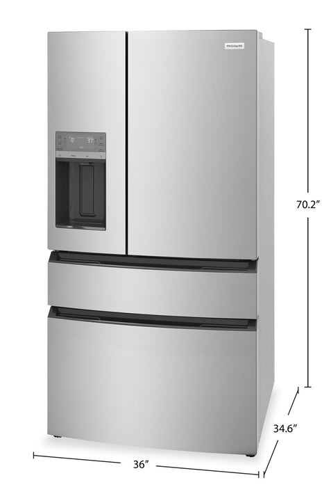 Frigidaire 36” 26 Cu. Ft. 4-Door French Door Refrigerator - Fingerprint Stainless Steel - FRMS2733AV 