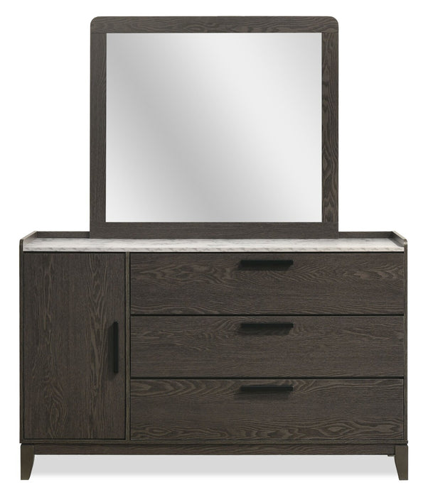 Sable 6pc Bedroom Set with Bed, Dresser, Mirror & Nightstand, Dark Grey - King Size