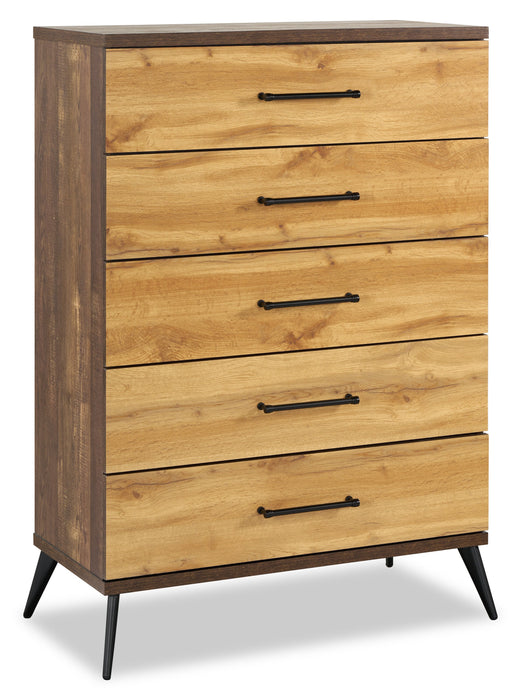 Silas Bedroom Chest of Drawers, 5-Drawer, 33\"W x 47.5\"H - Rustic Brown