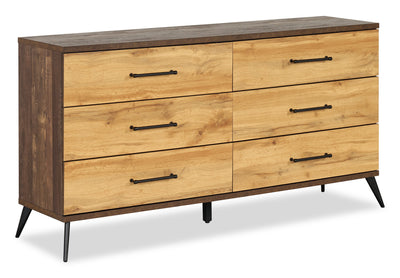 Silas Bedroom 6-Drawer Dresser, 64"W x 33.4"H - Rustic Brown | Commode de chambre à coucher Silas de 64 po (L) x 33,4 po (H) à 6 tiroirs - brun rustique