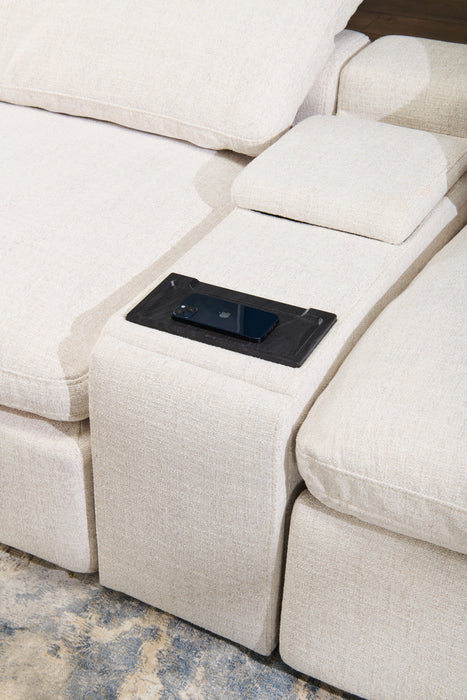 Sky Modular 5-Piece Fabric Power Reclining Sectional with Removable Feather Down Cushions - Nathan Wheat