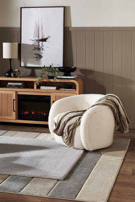 Solo 31.1\" Sherpa Fabric Curved Accent Chair - Ice Cream 