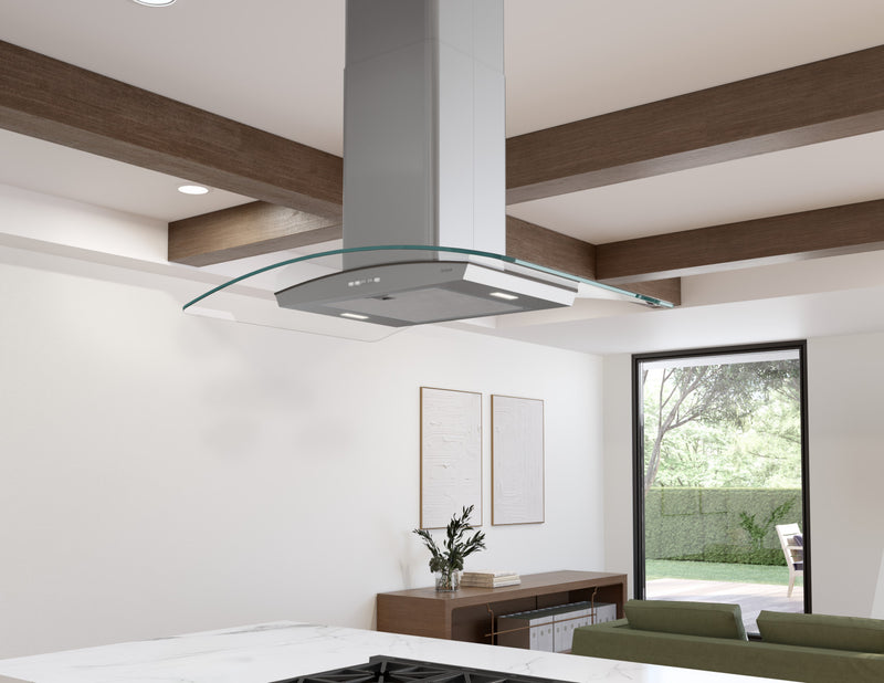 Brisas by Zephyr  36\" Curved Glass Range Hood - Stainless Steel - BML-E36CG