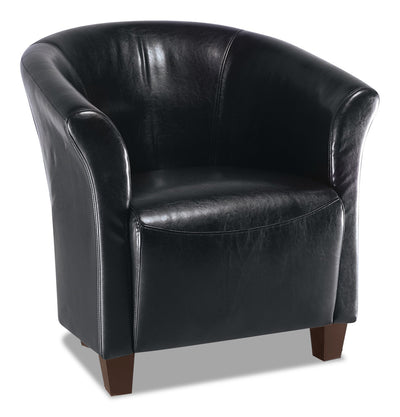 Ethan 31" Faux Leather Tub-Style Accent Chair with Wood Legs - Black | Fauteuil d’appoint Ethan de style gondole de 31 po en similicuir avec pattes en bois - noir