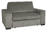 Stratus 59” Fog Grey Chenille Fabric Chair with Power Sliding Chaise 