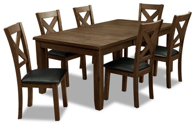 Talia 7pc Dining Set with Table & 6 Chairs, 60-78"W Extension - Grey/Brown | Ensemble de salle à manger Talia 7 pièces avec table, rallonge de 60 po à 78 po (L) et 6 chaises - gris-brun