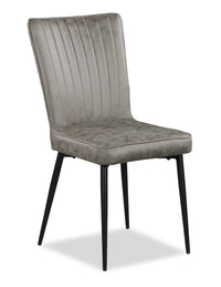 Tavo Dining Chair with Microfibre Polyester Fabric, Metal - Grey 