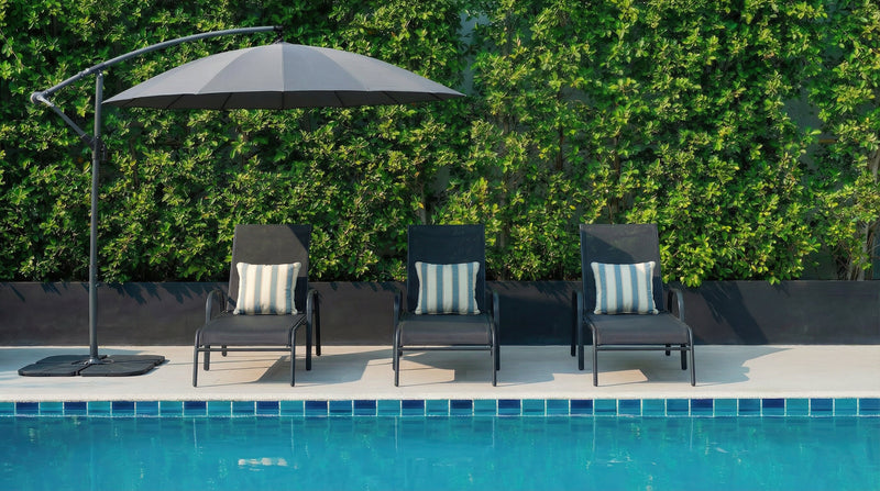 Tuscany Outdoor Patio Lounger with Adjustable Backrest - Metal, UV & Weather Resistant - Grey/Black