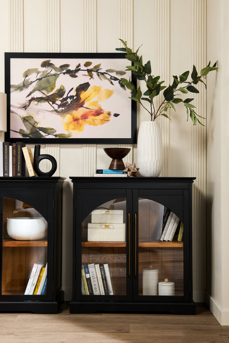 Twyla 33\" Solid Wood Accent Cabinet  with Arched Doors - Black