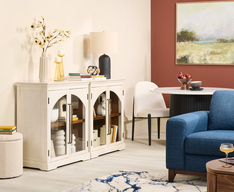 Twyla 33\" Solid Wood Accent Cabinet  with Arched Doors - White