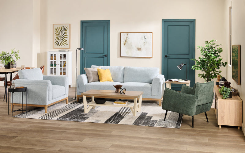 Valley 44\" Fabric Chair with Rubberwood Base and Legs - Grey