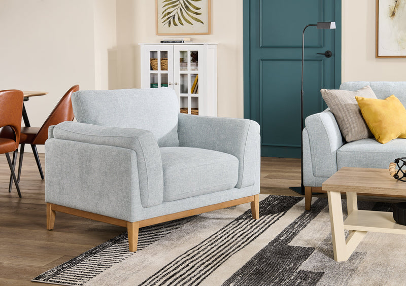 Valley 44\" Fabric Chair with Rubberwood Base and Legs - Grey