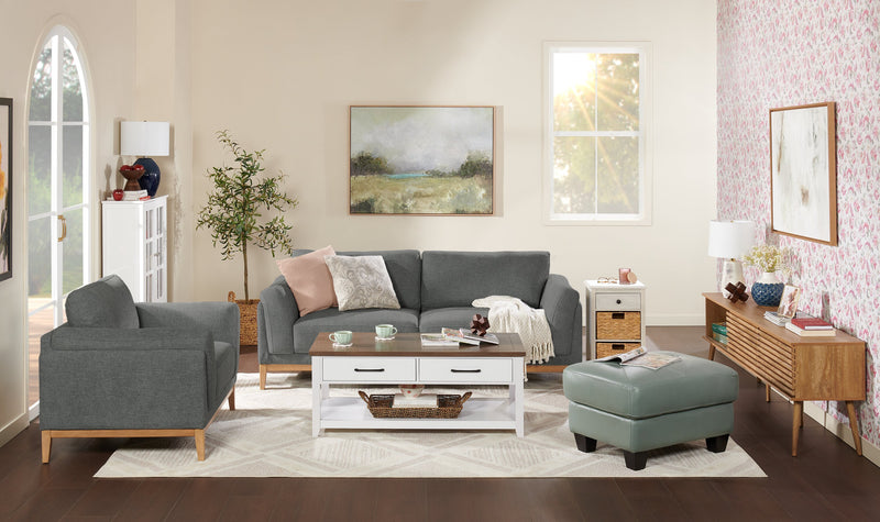 Valley 83.5\" Fabric Sofa with Rubberwood Base and Legs - Pewter