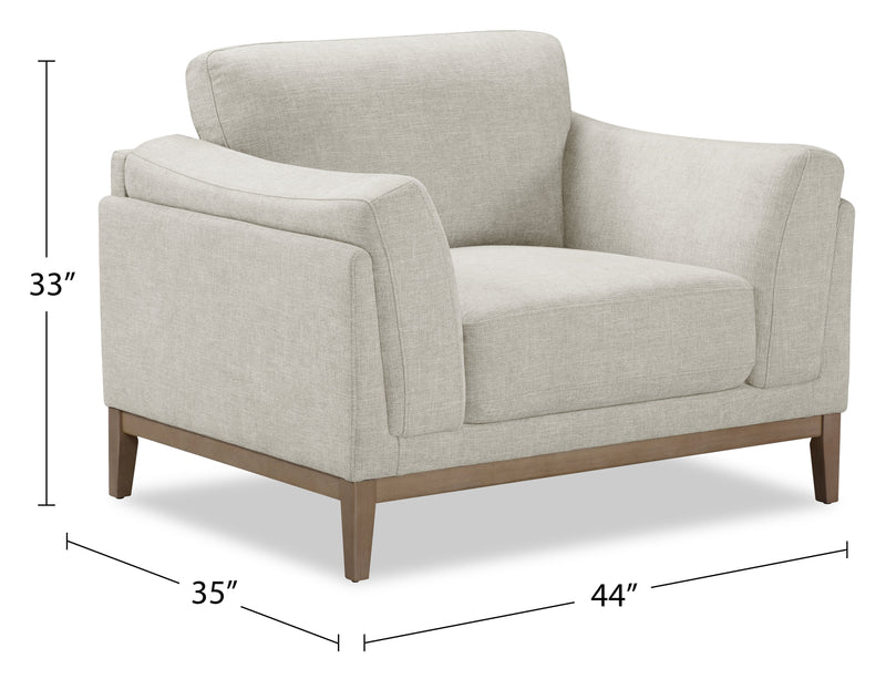 Valley 44\" Fabric Chair with Rubberwood Base and Legs - Sand