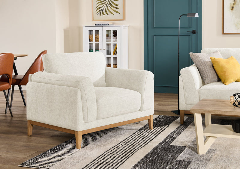 Valley 44\" Fabric Chair with Rubberwood Base and Legs - Sand