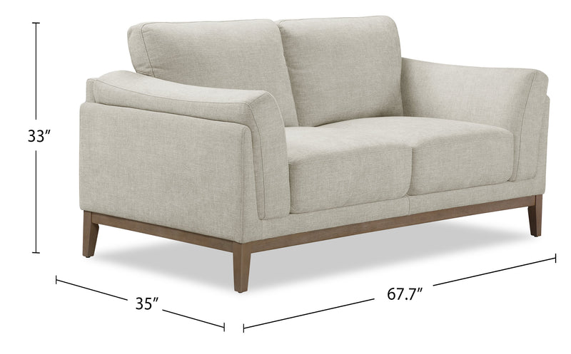 Valley 67.7\" Fabric Loveseat with Rubberwood Base and Legs - Sand