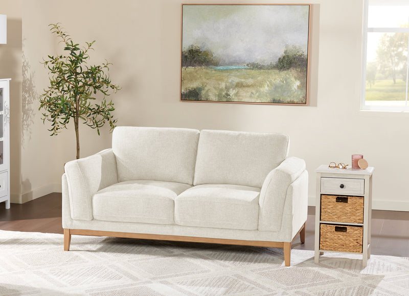 Valley 67.7\" Fabric Loveseat with Rubberwood Base and Legs - Sand