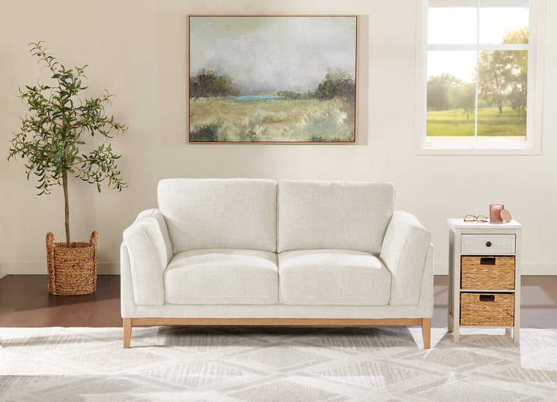 Valley 67.7\" Fabric Loveseat with Rubberwood Base and Legs - Sand