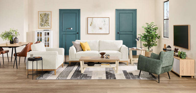 Valley 44\" Fabric Chair with Rubberwood Base and Legs - Sand