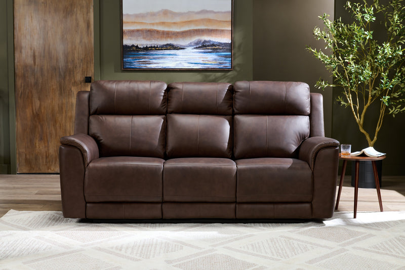 Vibe 85\" Genuine Leather Massage Power Reclining Sofa with Immersive Audio and Power Headrests - Brown